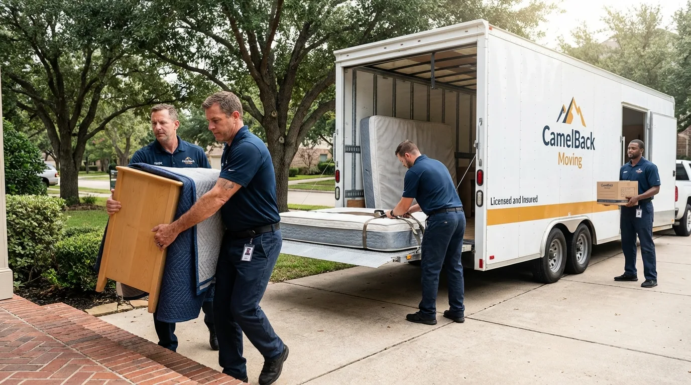 Crew loading residential truck for cross-state move from Brookville, OH