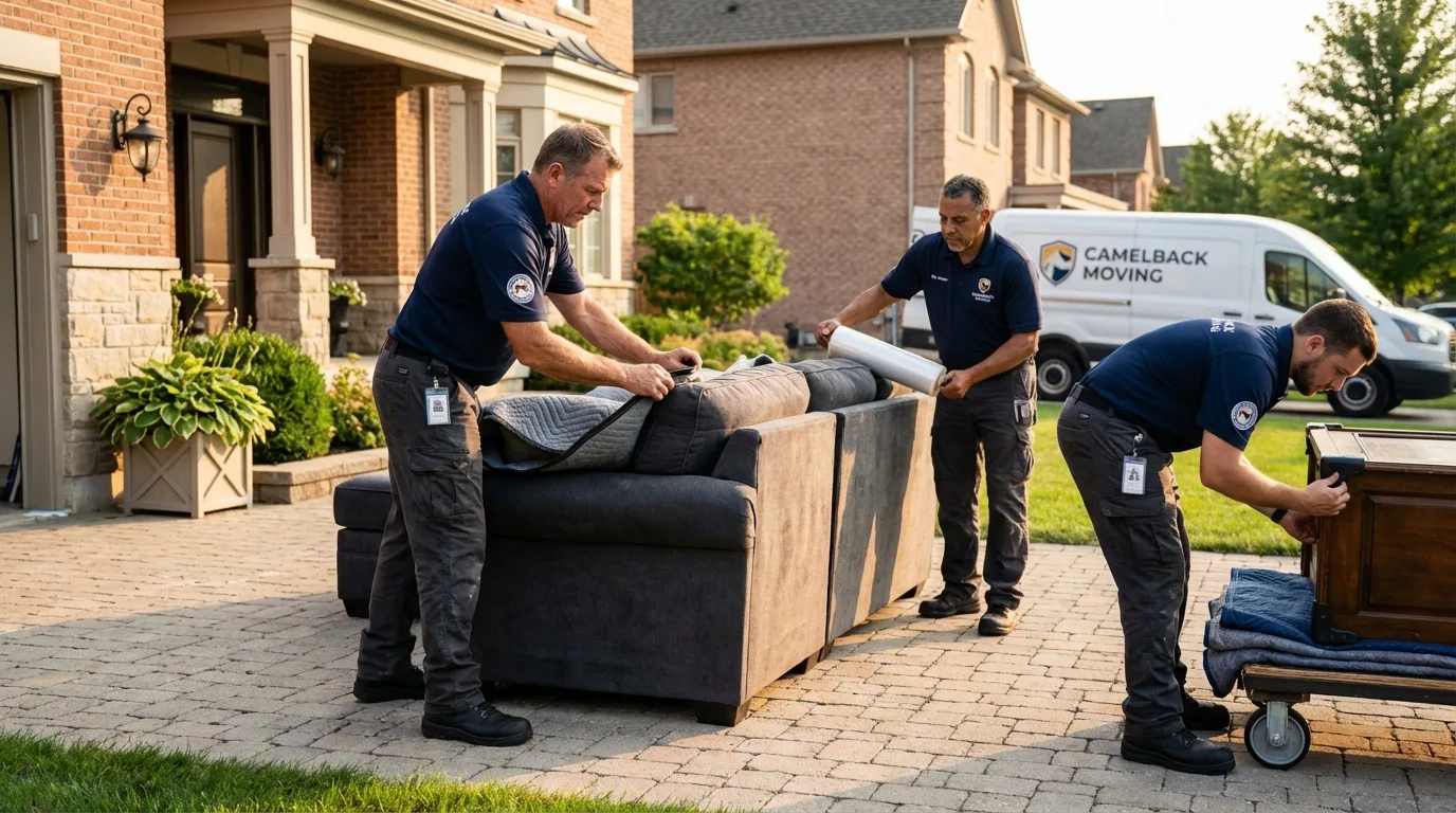 Large estate moving crew wrapping furniture in Brookville, OH