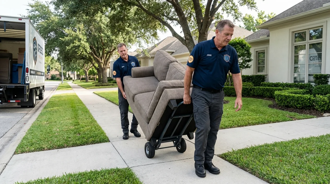 Local residential moving crew loading furniture in Brookville, OH